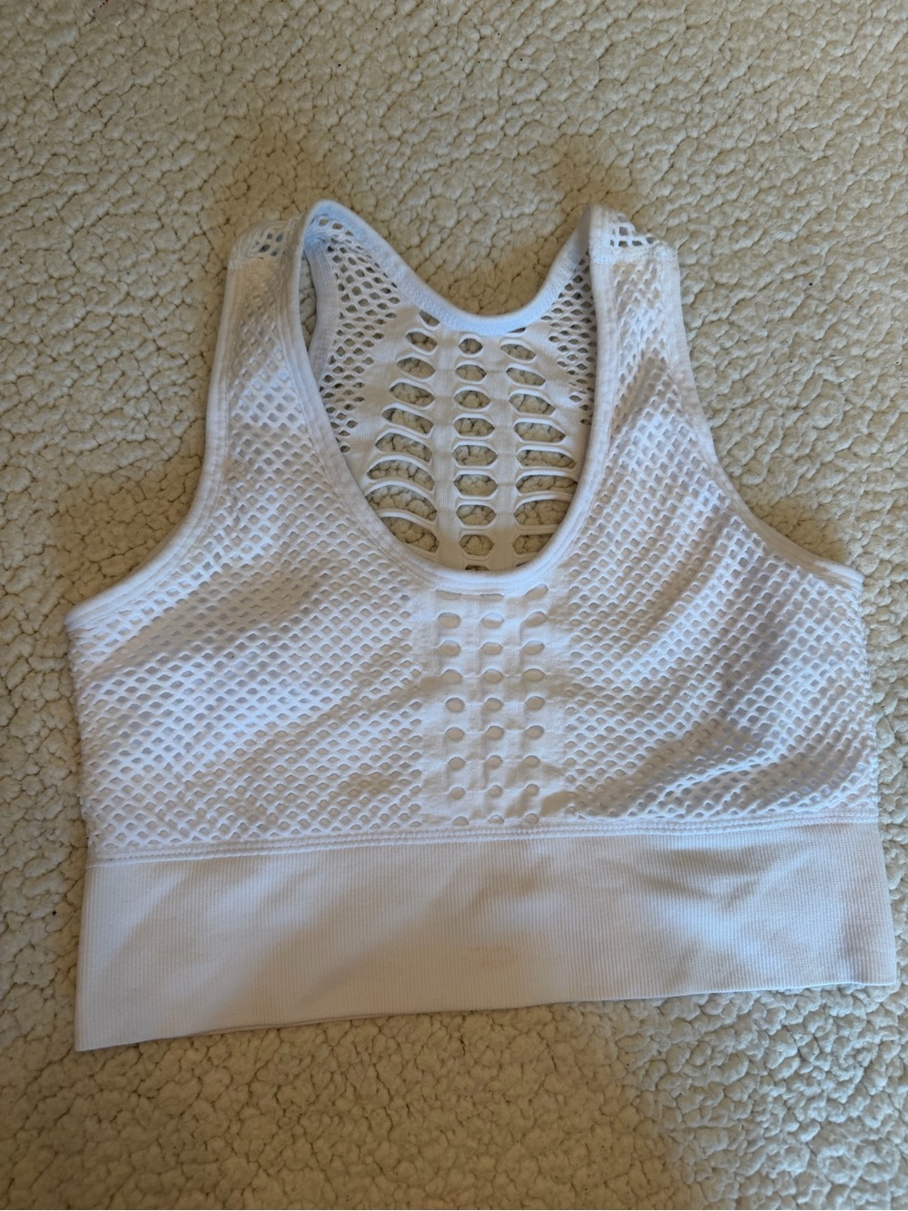 Seamless White Textured Racerback Bralette small
